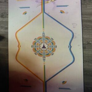 Zen Meditation Mandala Tapestry with Rainbow Accents